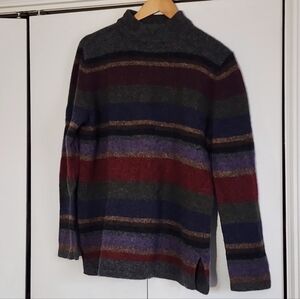 Lauren Ralph Lauren Gray Multicolor Striped Turtleneck Sweater